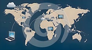 Global cloud network and data connectivity.
