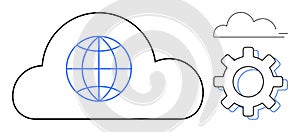 Global Cloud Technology with Gear Icon Representing System Integration and Cloud Computing Concepts