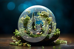 Global Commitment World Environment and Earth Day Symbolized with a Globe. AI