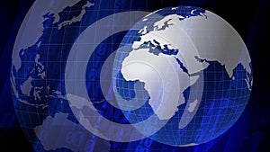 Global communication and binary globe exploring cyber world of global network, encryption, and cyber security in digital age