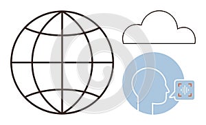 Global Communication Concept with Cloud, Speech Recognition, and Connectivity Elements