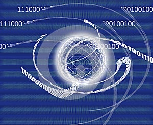 Global communication / data transmission - binary code made