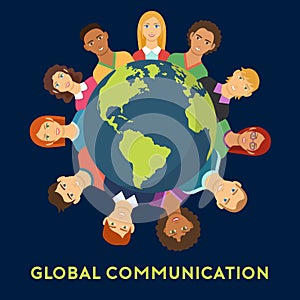 Global communication flat design