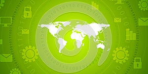 Global communication green tech vector design