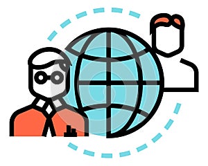 Global communication icon. People connecting around globe