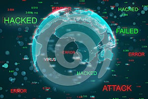 Global communication and malware concept