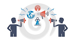 Global Communication Megaphone Worldwide Message Icon, vector design Generative AI