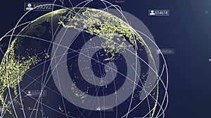 Global communication network. Animation of digital earth map