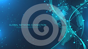 Global communication network concept. Social network communication in the global business. Big data visualization