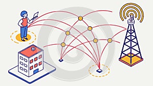 Global Communication Network: Internet, Connectivity Reach, vector design Generative AI