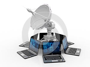 Global communication with Satellite, 3d rendering