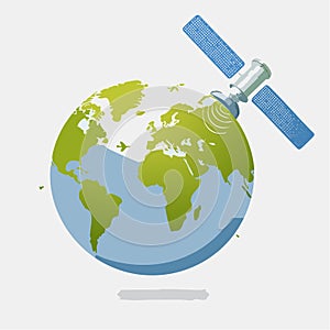 Global Communication Satellite Orbiting the Earth