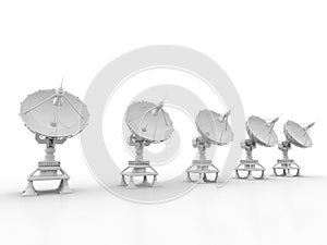 Global communication with Satellite, Satellite Receiver in white background. 3d rendering