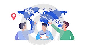 Global Communication and Teamwork with World Map, vector design Generative AI