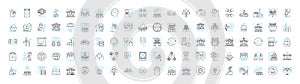 Global communication vector line icons set. Interconnectivity, Worldwide, Technology, Networking, Digital, Instantaneous