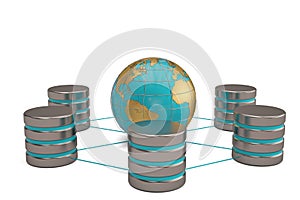 Global communication web computer networking and telecommunication internet concept metal hdd.3D illustration.