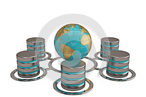 Global communication web computer networking and telecommunication internet concept metal hdd.3D illustration.