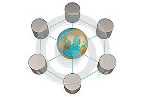 Global communication web computer networking and telecommunication internet concept metal hdd.3D illustration.