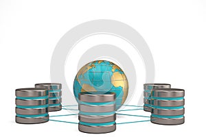 Global communication web computer networking and telecommunication internet concept metal hdd.3D illustration.