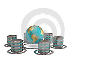 Global communication web computer networking and telecommunication internet concept metal hdd.3D illustration.