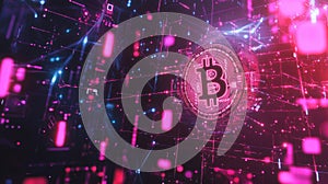 Global communications concept with digital networks and cryptocurrency themes