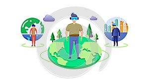 Global Community Connected Social Network, vector design Generative AI