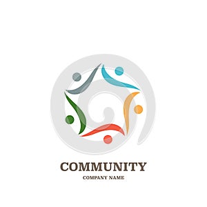 Global community or teamwork or social network people icon, logo