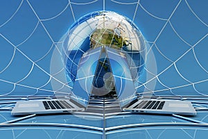 Global computer network connection, online communication and internet technology concept