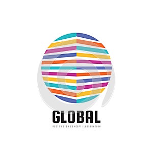 Global - concept business logo temlate vector illustration. Colored stripes in circle shape. Future tecnology creative sign.