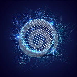 Global connection hi-tech technology concept based matrix coding background.