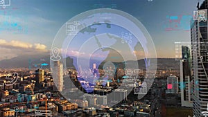 Global connection and the internet network modernization in smart city . Concept of future 5G wireless digital