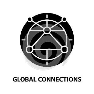 global connections icon, black vector sign with editable strokes, concept illustration