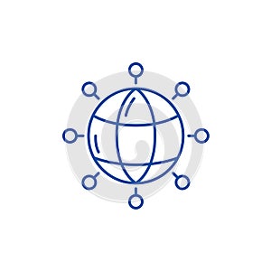 Global connections line icon concept. Global connections flat  vector symbol, sign, outline illustration.