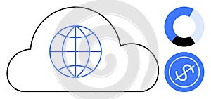 Global Connectivity and Finance Concept with Cloud and Data Visualization Elements
