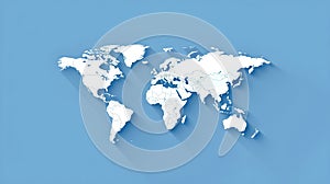 Global Connectivity and Networking Concept. Simplistic World Map Design on a Blue Background Illustrates International