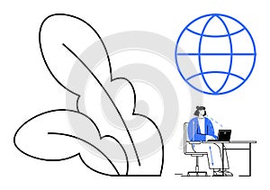 Remote Work and Global Connectivity Concept with Natural Elements and Digital Technology