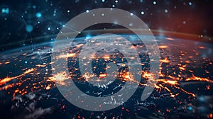 Global Connectivity: A Symphony of Data Across a Digitized Earth. Concept Internet of Things, Data