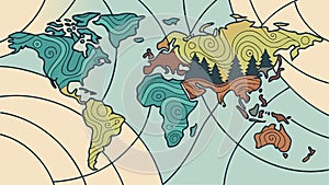 Global Connectivity and World Map Abstract, vector design Generative AI