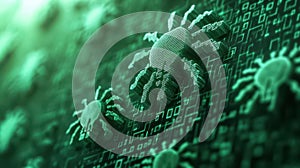 Global connectivity, world map with binary code on green background representing data flow and network communication