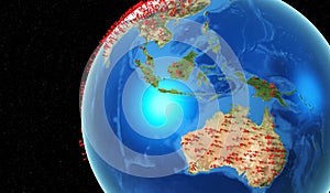 Global coronavirus epidemic outbreak - Asia, Australia, Oceania