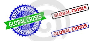 GLOBAL CRISIS Rosette and Rectangle Bicolor Stamps with Rubber Textures