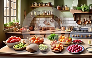 Global Culinary Perspectives: Kitchens from Different Countries Captured in a Singular Frame photo