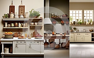 Global Culinary Perspectives: Kitchens from Different Countries Captured in a Singular Frame