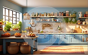 Global Culinary Perspectives: Kitchens from Different Countries Captured in a Singular Frame