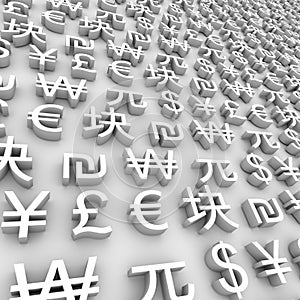 Global Currency Symbols - White