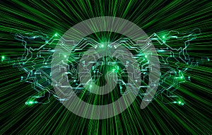 Global cyber futuristic financial computer network security concept. Big data cloud computing. Fast internet network concept