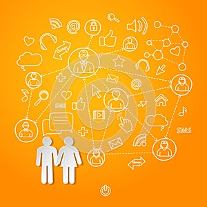 Global cyberspace social network concept vector