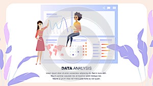 Global Data Analysis Grath Businesswoman Character