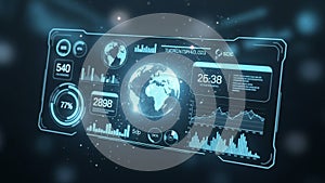 Global Data Analytics Dashboard Futuristic Business Intelligence Digital Technology Interface