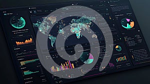 Global Data Analytics Dashboard with World Map and Charts